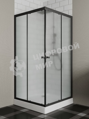 Душевой уголок BAU Stil Hit Black с поддоном 90x90х195, рифленое закаленное стекло, черный профиль
