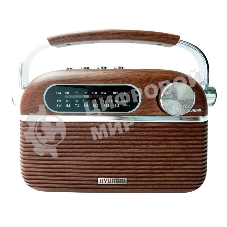 Радиоприемник портативный Hyundai H-PSR200 дерево коричневое/серебристый USB microSD