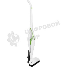 Пылесос вертикальный Mystery MVC-1118 белый/зеленый, питание от аккумулятора, 300 Вт, уборка сухая, пылесборник 0.5 л, работа от АКБ max 30 мин
