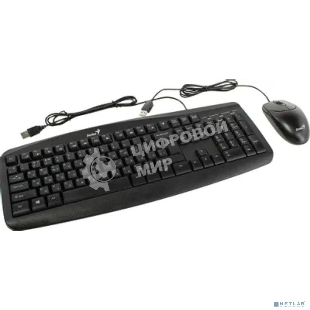 Комплект клавиатура + мышь Genius KM-200 wired kombo, Optical mice, 3 buttons, 1000 DPI, Compatible with Windows® 7, 8, 8.1, 10, Mac. OS X 10.8 or later, Cable length 1.5m
