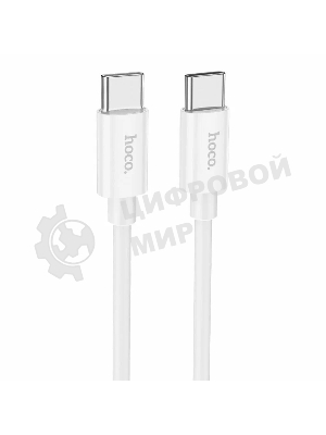 Кабель USB2.0 Hoco Type-C/Type-C, 3А, 60Вт, силиконовая оплетка, X87, 1м, белый, коробка