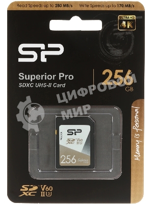 Флеш карта SD 256Gb Silicon Power SDXC Class 10 UHS-II U3 V60 280/170 MB/s