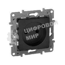 Розетка 2К на винтах, защ. шт., антрацит ETIKA