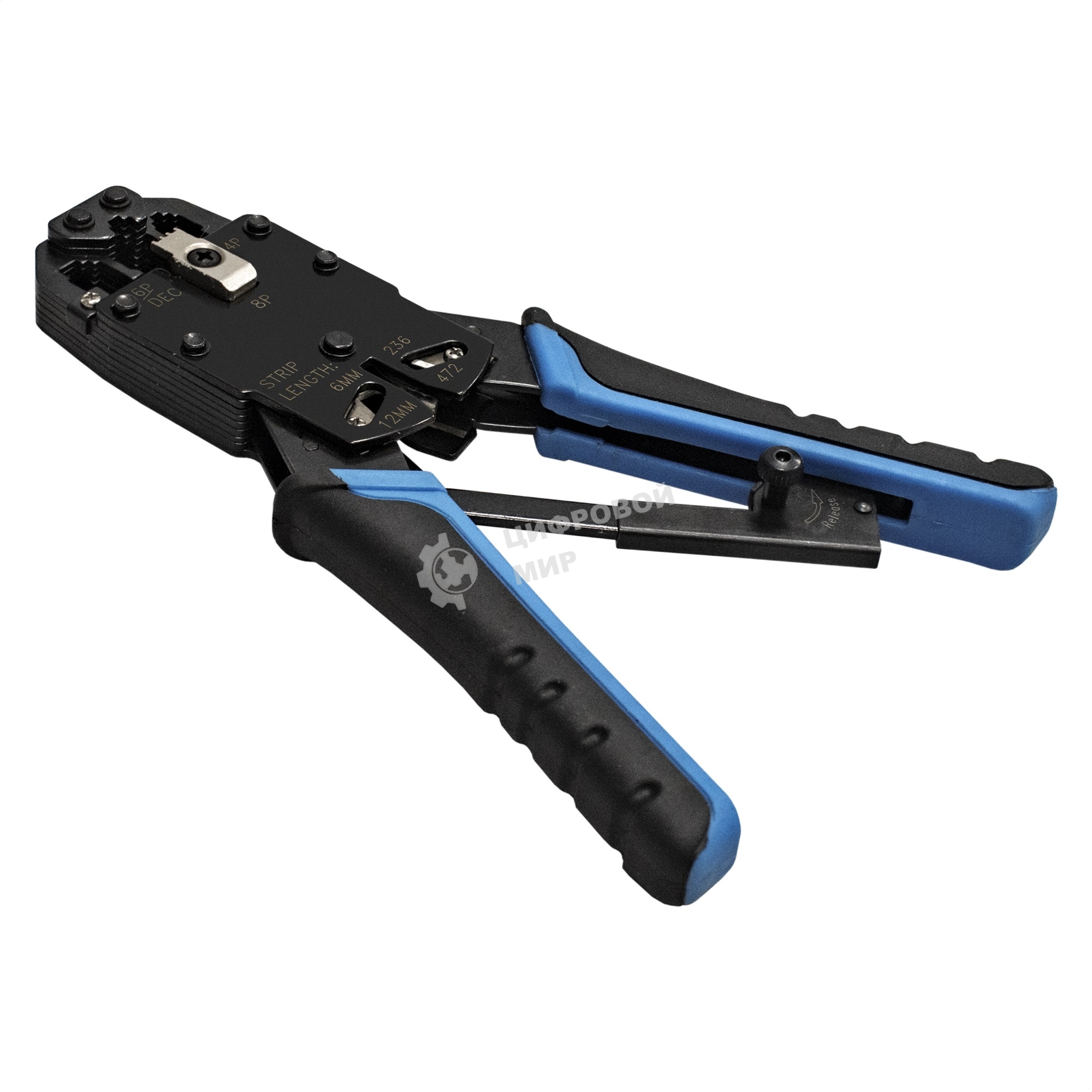 Инструмент ExeGate EX293155RUS EX-T2008R для обжима RJ-45, RJ-11/12 с храповым механизмом (прямой ход обжимки)