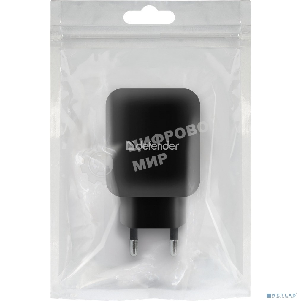 Сетевой адаптер Defender 2xUSB, 5V/2.1А, черный, пакет (EPA-13)