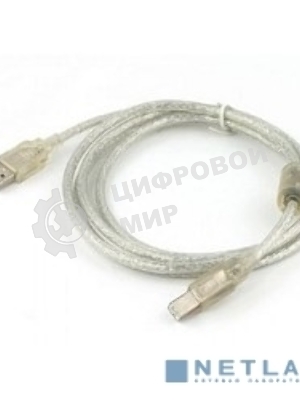 Кабель Cablexpert USB2.0 Pro, AM/BM, 0,75м, экран, 2 феррит.кольца, прозрачный (CCF-USB2-AMBM-TR-0.75M)