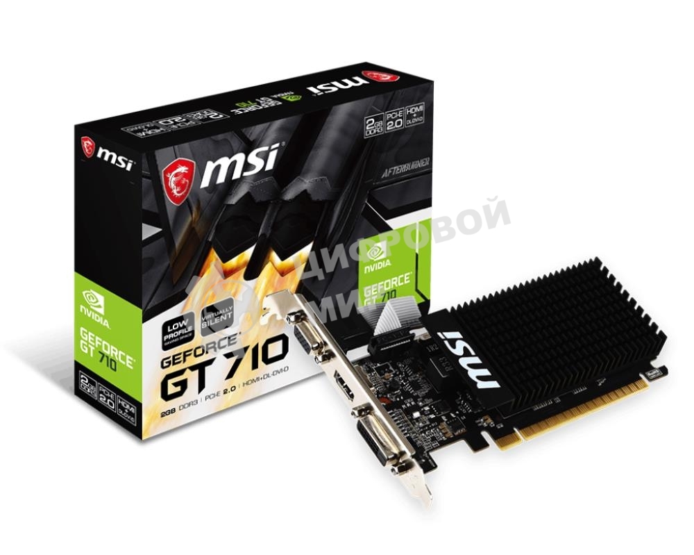 Видеокарта MSI PCI-E GT 710 2GD3H LP nVidia GeForce GT 710 2048Mb 64bit DDR3 954/1600 DVIx1/HDMIx1/CRTx1/HDCP Ret low profile