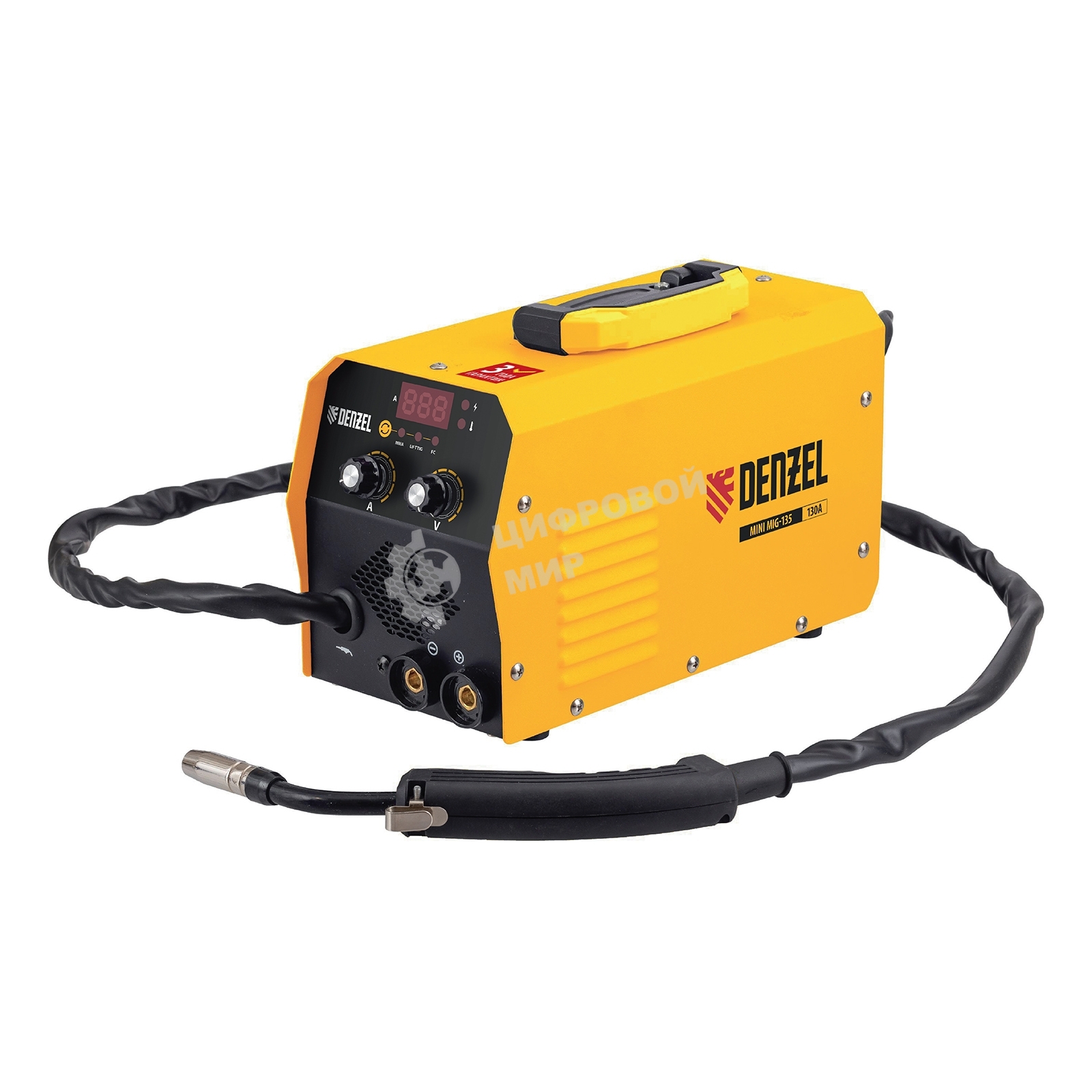 Аппарат инверторный полуавтоматической сварки Denzel Mini MIG-135, 130 А, ПВ 60%