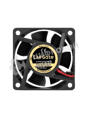 Вентилятор 5В DC ExeGate ExtraPower EP06025S2P-5 (60x60x25 мм, Sleeve bearing (подшипник скольжения), 2pin, 4800RPM, 33dBA)