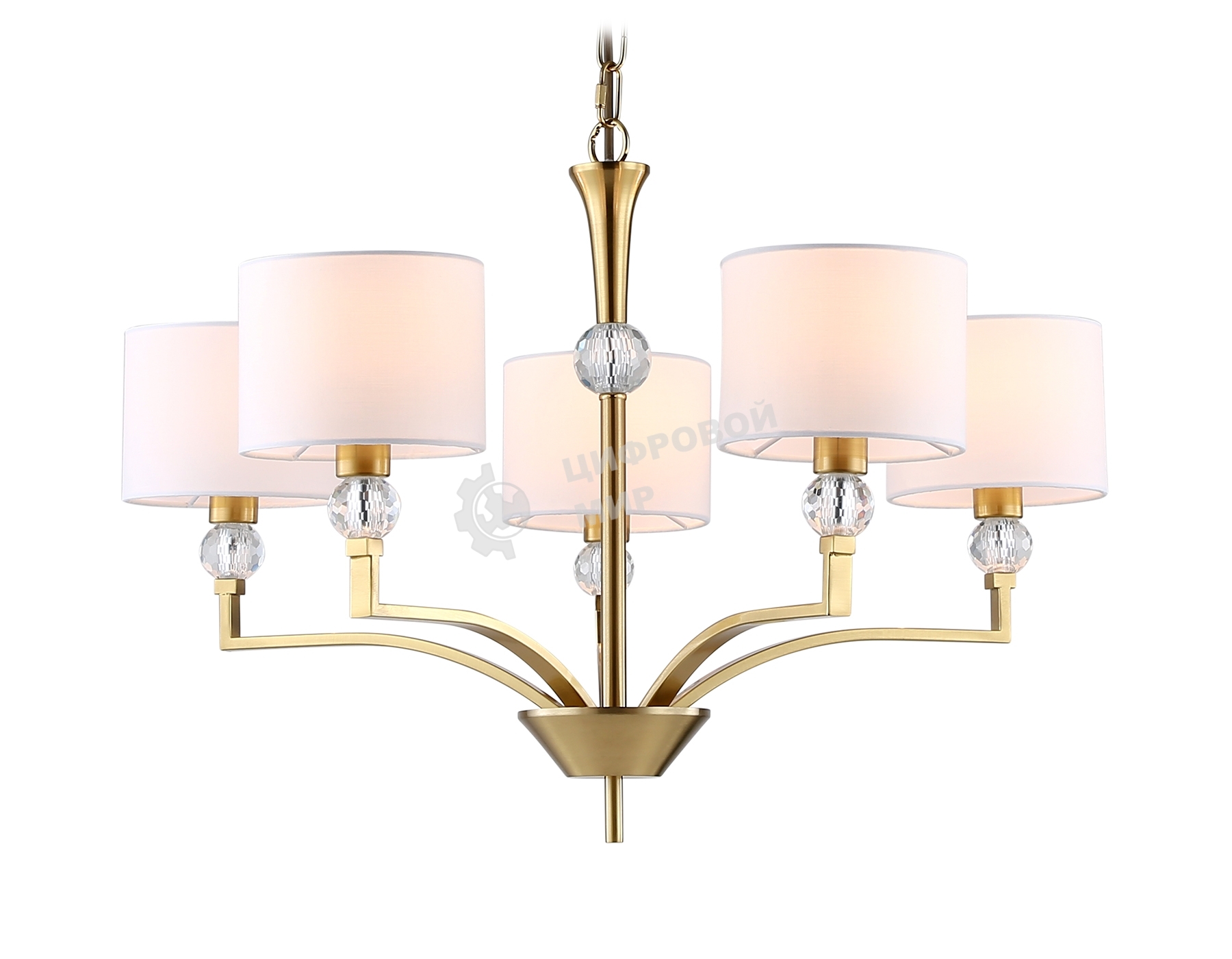 Люстра Ambrella light LH71131/5 BS/WH латунь/белый E14/5 max 40W D660*880