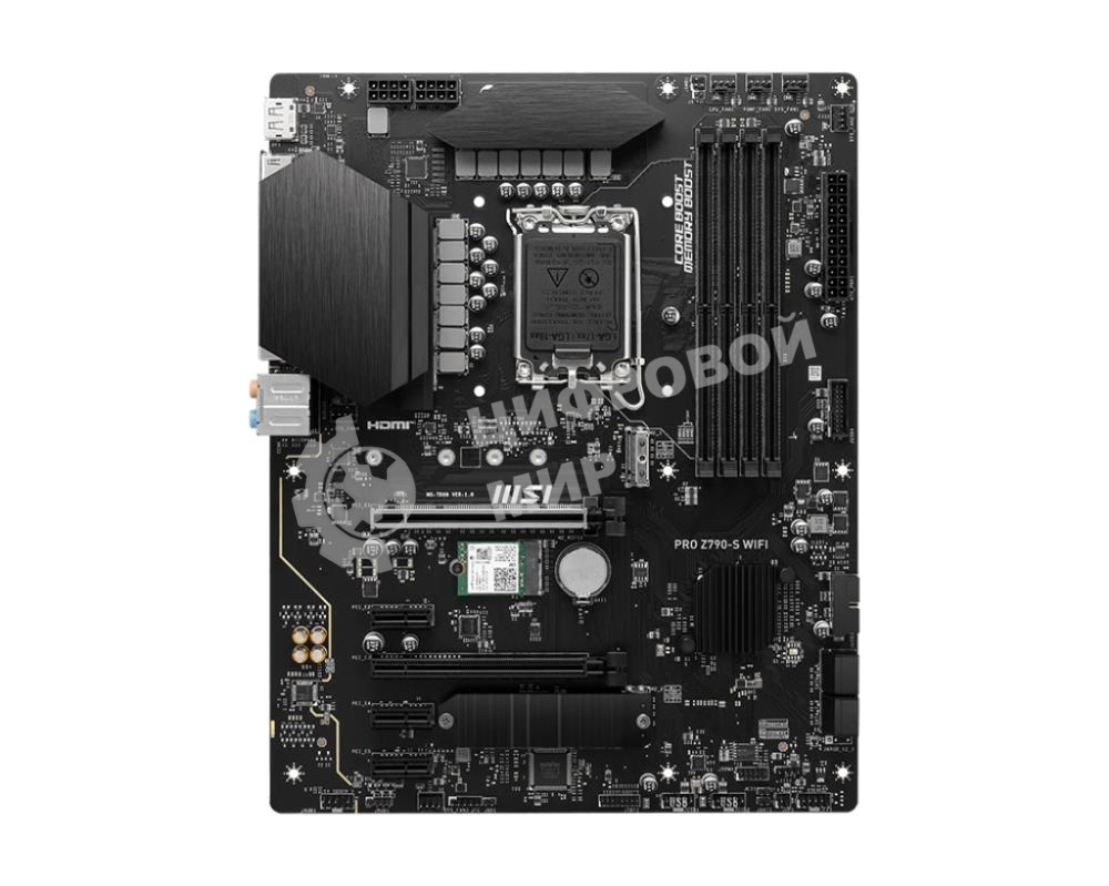 Материнская плата MSI PRO Z790-S WIFI, LGA 1700, ATX, 4xDDR5, 1xPCIe 5.0 x16, 4xM.2, 4xSATA, 1xHDMI, 1xDP, 2.5 Gigabit Ethernet, 7.1 аудио