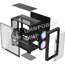 Компьютерный корпус без блока питания PCCooler C3D310 BK ARGB, Mini-Tower, TG, Mesh, 2x120мм ARGB, 2xUSB-A 3.0, mATX, mITX черный