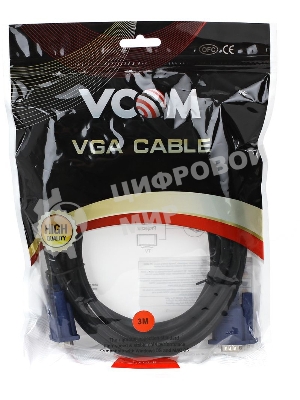 Кабель монитор-SVGA card (15M-15M) 3.0м 2 фильтра VCOM