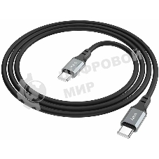 Кабель USB2.0 Hoco Type-C/Type-C, 3А, 60Вт, силиконовая оплетка, X86, 1м, черный, коробка
