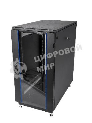 Шкаф коммутационный ЦМО ШТК-М-18.6.6-1ААА-9005 18U 600x600 мм пер. дв. стекл задн. дв. стал.лист 2 бок. пан. направл. под закл.гайки 270 кг черный