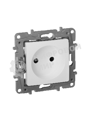 Розетка 2К винт., защ.шт., белый ETIKA Розетка 2К винт., защ.шт., белый