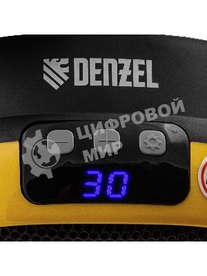 Тепловентилятор керамический Denzel DTFC-700 портативный, черный/желтый, 700 Вт, 10 м2, цифровой термостат