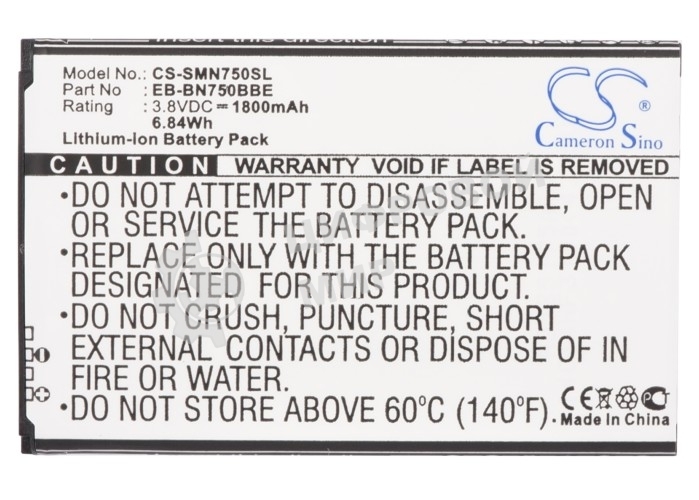 Аккумулятор CameronSino CS-SMN750SL EB-BN750BBC для Samsung Galaxy Note 3 Neo 3.8V, 1800mAh, 6.84Wh