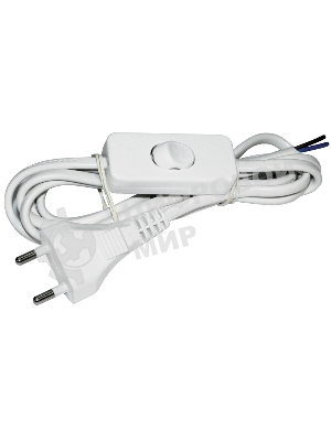 Шнур УШ-1КВ опрессованный с вилкой со встроенным выключателем 2х0,75/2метра, белый IEK