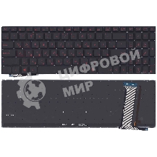 Клавиатура для ноутбука Asus G771, N551 черная без рамки с красной подсветкой