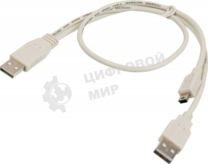 Kабель USB2.0 Ningbo mini (5pin)-A 0,5m +доп.питание A(0.3m)