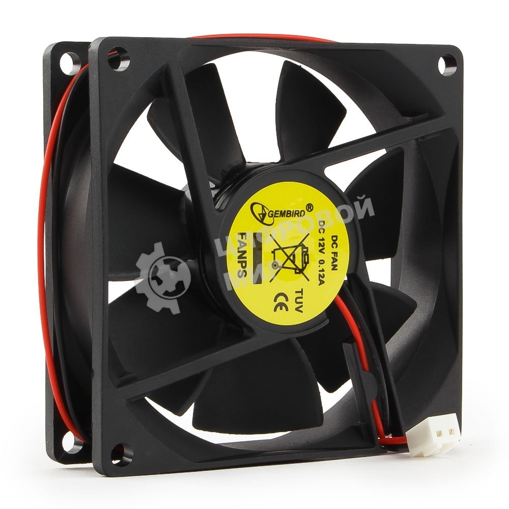Вентилятор для корпуса Gembird FANPS черный, 80 мм, 2600 об/мин, 27 дБ, 2 pin
