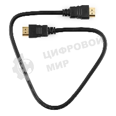 Кабель Cablexpert HDMI CC-HDMI4-0.5M, 19M/19M, v2.0, медь, позол.разъемы, экран, 0.5м, черный, пак