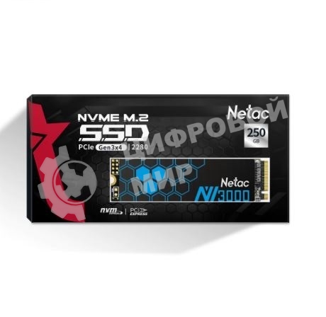 Накопитель SSD Netac NV3000, 250Gb, PCIe 3.0 x4, M.2 2280, NVMe, R/W 3000/1400