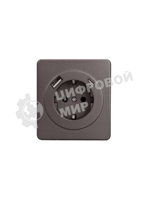 Розетка Kranz ROUND 1-ая с/з с/у з/ш 16А с USB A+C быстрой зарядки 5В/3А титан