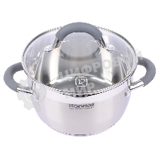 Кастрюля Rondell RDS-023 с\кр 18 см, (2,3л) Flamme (нерж.сталь 18/10,ручки из нерж.стали со вставкой силикон)