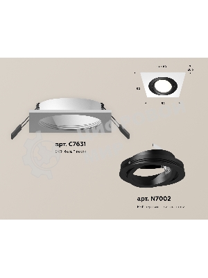 Комплект встраиваемого поворотного светильника Ambrella light XC7631081 SWH/PBK белый песок/черный полированный MR16 GU5.3 (C7631, N7002)