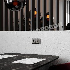 Розетка с заземлением, шторками и USB тип A+C (графит акрил)