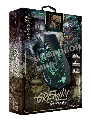 Мышь проводная Qumo Gremlin M37 черный, 3200 dpi, USB, кнопки - 6