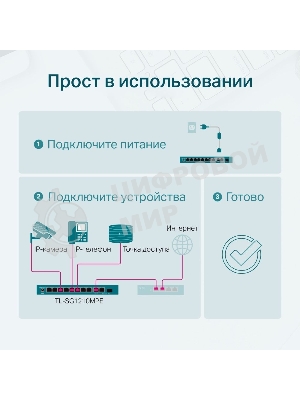 Коммутатор TP-Link TL-SG1210MPE Easy Smart 10-портовый гигабитный с 8 портами PoE+