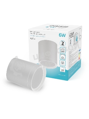 Светильник Gauss Overhead накл цил 6W 420lm 4100K 170-240V IP20 68x75мм белый с расс LED