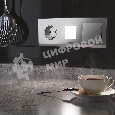 Розетка с заземлением и шторками (серебряный)