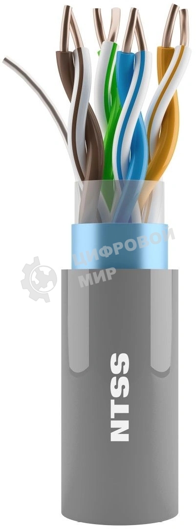 Кабель витая пара NTSS F/UTP 5e 4 пары одножильный 24AWG медь 305м внутренний нг(А)-HF (LSZH) серый NTSS-IN-FUTP4-5e-LSZH-GY