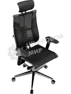 Кресло руководителя эргономичное Метта Yoga Spine Triumph B2 (Черный CC.50.15.13A) Infinity Easy Clean экокожа/сетка с подголов. крестов. алюминий хром