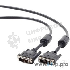 Кабель DVI-D dual link Gembird/Cablexpert, 25M/25M, 3.0м, черный, экран, феррит.кольца, пакет