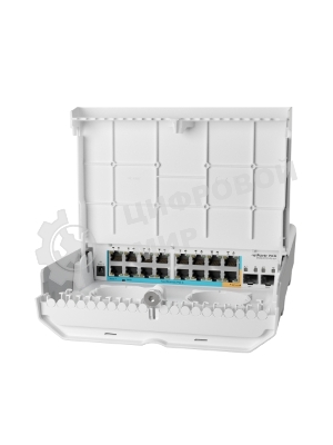 Коммутатор MikroTik netPower 15FR with 800MHz CPU, 256MB RAM, 16 x 10/100Mbps Ethernet ports (15 with Reverse POE-in, 1 with PoE-OUT), 2 x SFP, RouterOS L5 or SwitchOS (dual boot), outdoor enclosure, mounting ki
