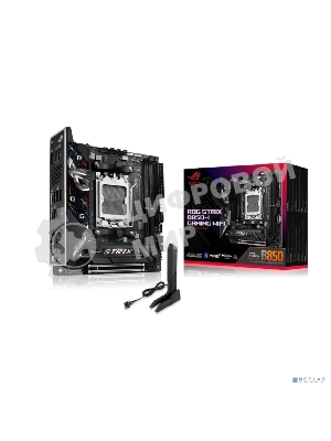 Материнская плата ASUS ROG STRIX B850-I GAMING WIFI, AM5, AMD B850, 2xDDR5, 2xM.2, 2xSATA, PCIe 4.0 x16, 1xHDMI, 1xUSB Type-C, 1x2.5Gb LAN, Wi-Fi 7, Bluetooth 5.4, 5xUSB-A 10Gbps, 1xUSB-C 20Gbps, 2xUSB-A 2.0, 3x3.5 мм, S/PDIF, 7.1, Mini-ITX