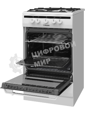 Плита газовая Hansa FCGW51001 белый, конфорок 4 шт, духовка 56 л, 50 см x 85 см x 60 см