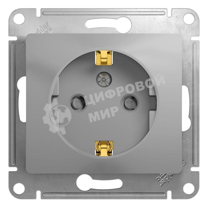 Механизм розетки 1-м СП Glossa 16А защ. шторки с заземл. алюм. SchE GSL000345