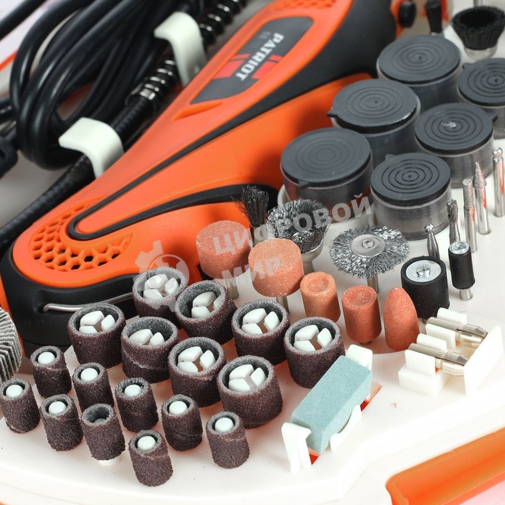 Прямошлифовальная машина (гравер) PATRIOT EE 111 с гибким валом, 140Вт, 210 насадок в комплекте, кейс