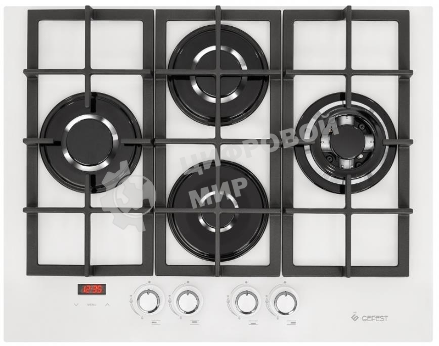 Газовая варочная панель Gefest ПВГ 2231-02 Р12, 4 конфорки, закаленное стекло, белый
