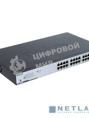 Коммутатор неуправляемый D-Link DGS-1026MP/A1A с 24 портами 10/100/1000Base-T, 2 комбо-портами 100/1000Base-T/SFP и функцией энергосбережения (24 порта с поддержкой PoE 802.3af/at (30 Вт))