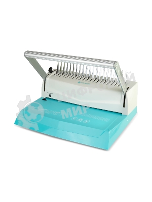 Переплетчик ГЕЛЕОС БП-16 бирюзово-белый на пластиковую пружину, А4, ручная перфорация 16 листов, переплет макс до 500 л., глубина перфорации 2-3-4-5 мм