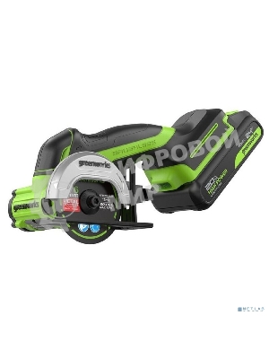 Угловая шлифовальная машина аккумуляторная GreenWorks GD24UCS, 24V, б/щет, 20000 об/мин,76 мм, рез 18 мм,1х2Ач,ЗУ,кор 3402007CUA