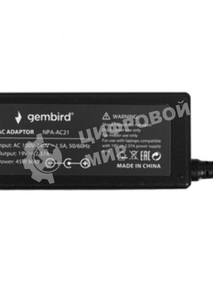 Блок питания Gembird для ноутбуков Asus 19В/2,37А, 45Вт, 1 штекер 4,0х1,35мм (NPA-AC21)