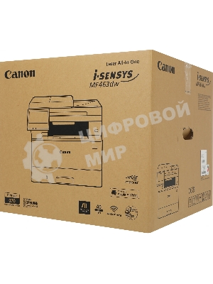 МФУ лазерное Canon i-SENSYS MF463dw, A4, ч/б, печ. до 40 стр/мин., скан. до 38 стр/мин. (ч/б) 13 стр/мин. (цвет), 1200 x 1200 dpi (печать) 600x600dpi (скан.), USB, RJ-45, Wi-Fi